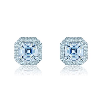 Gold 18K stud earrings Asscher KOJEWELRY 5024