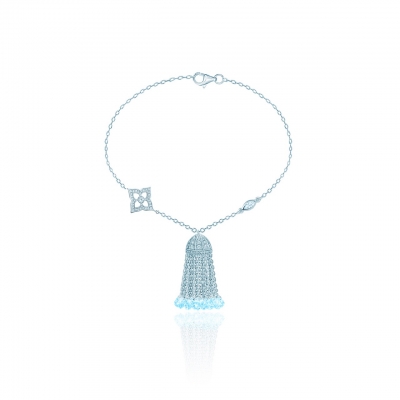 Hand bracelet with natural topaz TASSELS ft. HYDRANGEA  silver 925 KOJEWELRY  41301T