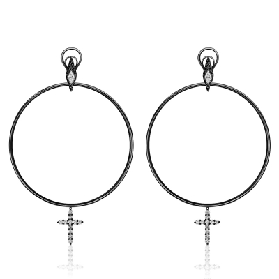 Earrings Hoops Cross silver 925 KOJEWELRY 61830B