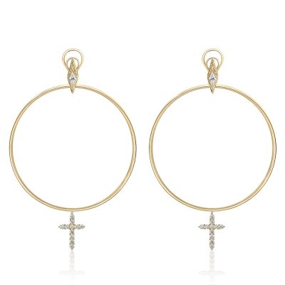 Earrings Hoops Cross silver 925 KOJEWELRY 61810Y