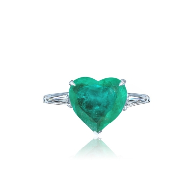 Silver ring Heart Mini emerald color KOJEWELRY 610029