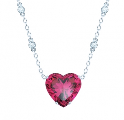 Silver necklace Heart ruby color KOJEWELRY 30306