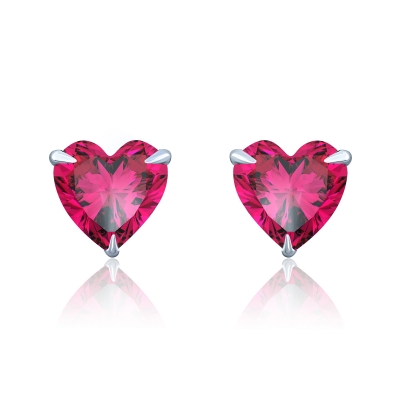 Silver Studs Hearts Mini ruby color by KOJEWELRY 30206