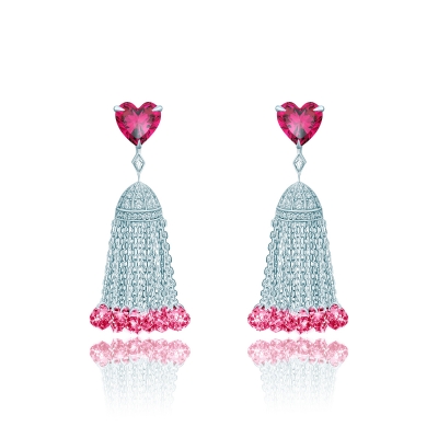 Earrings Hearts with tassel silver 925 KOJEWELRY 42606