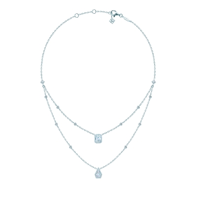 Double necklace Moi et Toi, silver 925, CZ. KOJEWELRY  610063.