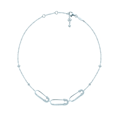 Necklace 3 PINS, silver 925, CZ. KOJEWELRY  610064