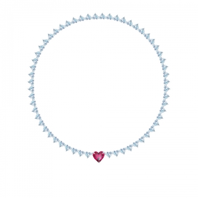 Necklace Hearts, silver 925, CZ. KOJEWELRY 610068