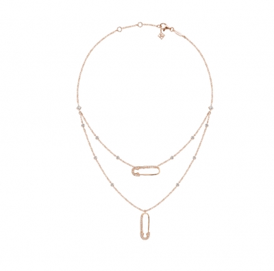 Double necklace 2 Pins, silver 925, CZ. KOJEWELRY  610074