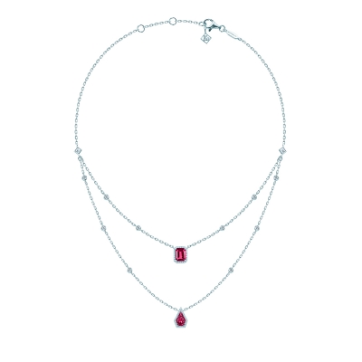 Double necklace MOI ET TOI, silver 925, CZ. KOJEWELRY  610087