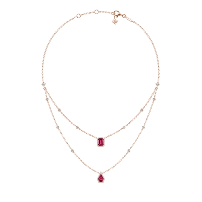 Double necklace MOI ET TOI, silver 925, CZ. KOJEWELRY  610088