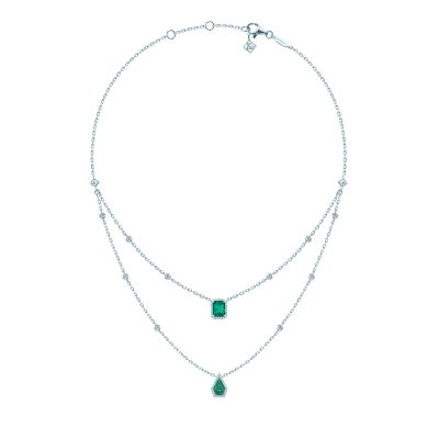 Double necklace MOI ET TOI, silver 925, CZ. KOJEWELRY  610089