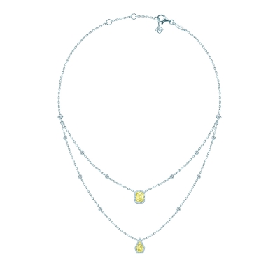 Double necklace MOI ET TOI, silver 925, CZ. KOJEWELRY  610090