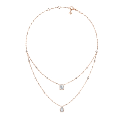 Double necklace MOI ET TOI, silver 925, CZ. KOJEWELRY  610091