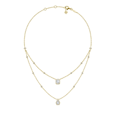 Double necklace MOI ET TOI, silver 925, CZ. KOJEWELRY  610092