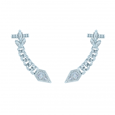 Ear-cuff Pave Chains ft. Moi et Toi, silver 925, CZ. KOJEWELRY  610102