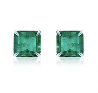 Studs, emerald imitation, silver 925. KOJEWELRY  610126