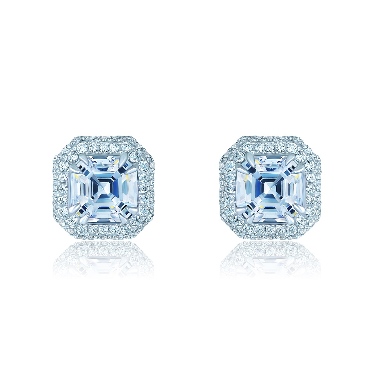 Gold 18K stud earrings Asscher KOJEWELRY 5024