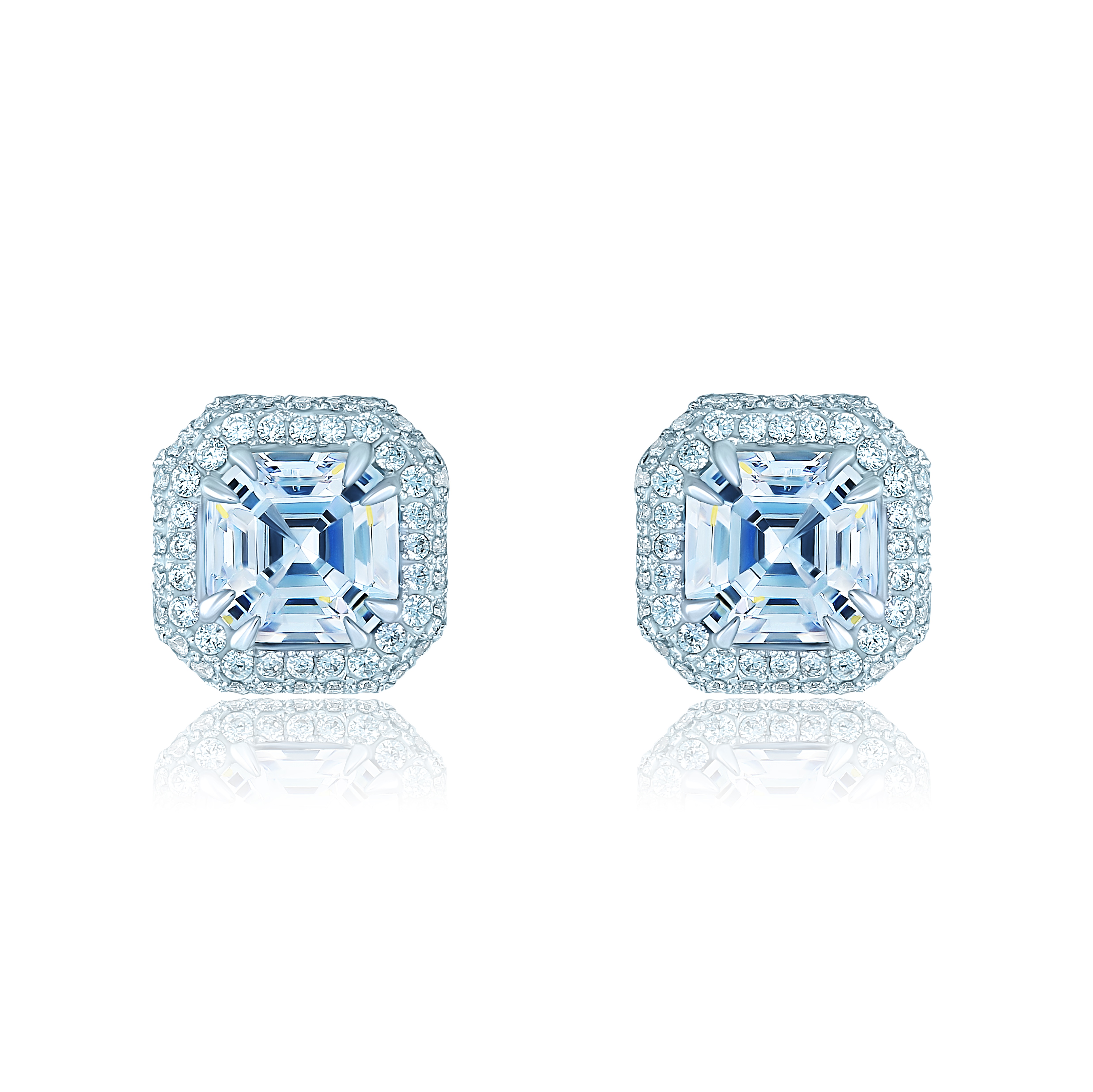 Gold 18K stud earrings Asscher KOJEWELRY 5024