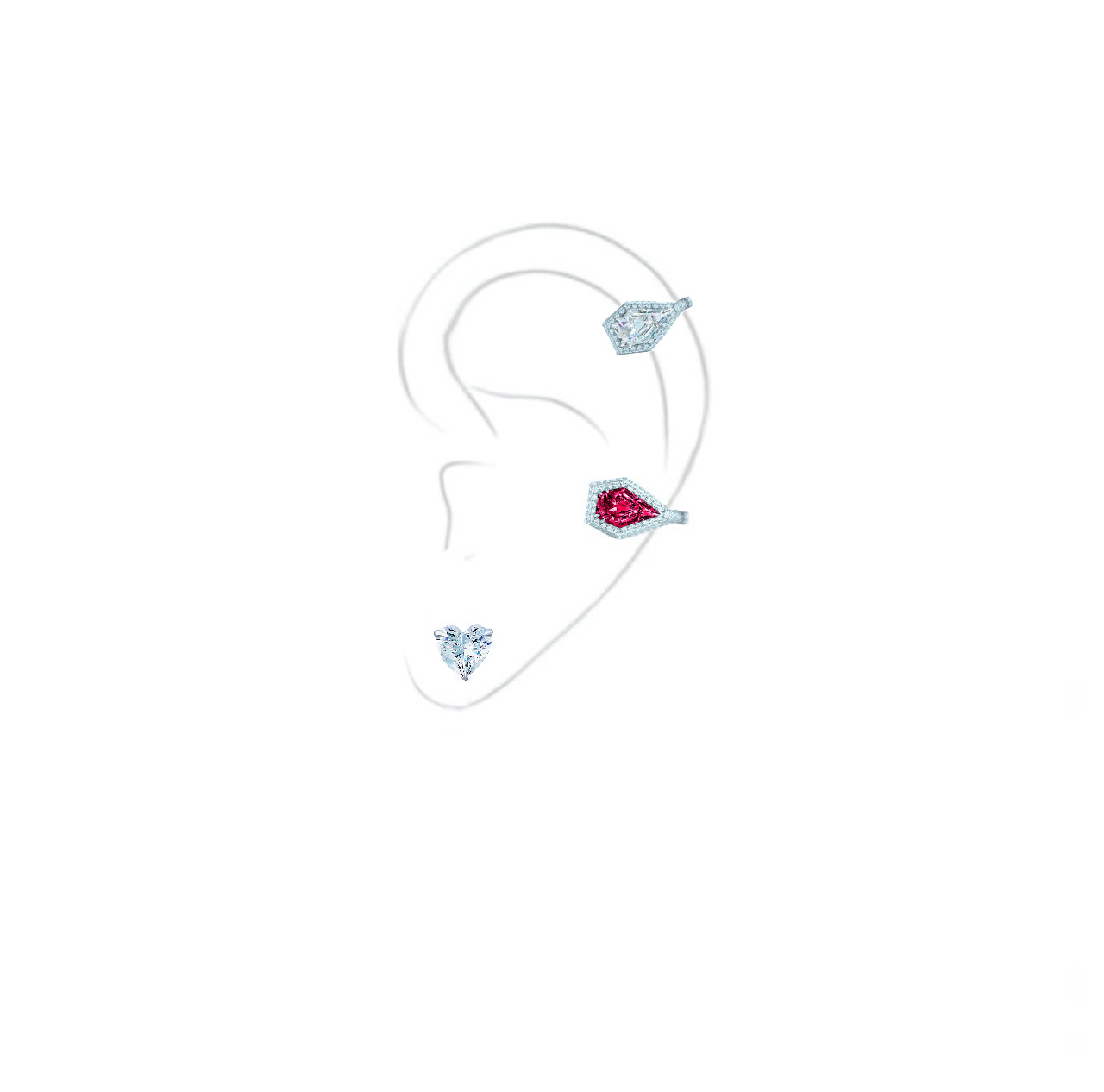 Ear-Cuffs Moi et Toi Pentagon silver 925 KOJEWELRY 70306